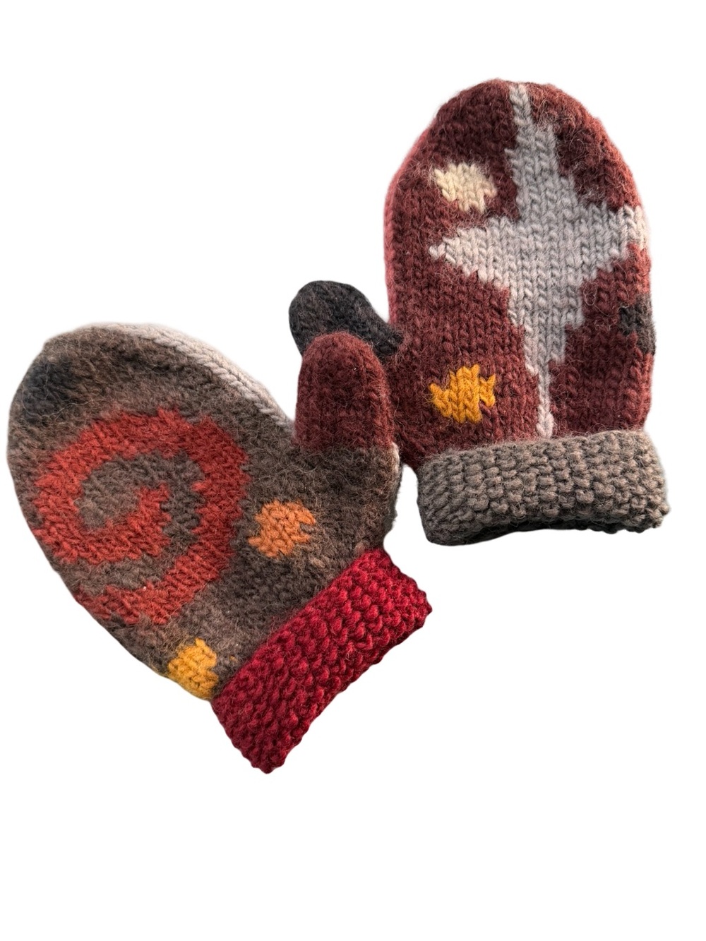 Multicolor Knit Mittens Cozy Upcycled Wool